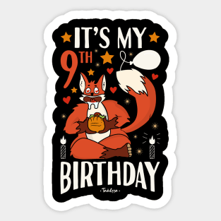 It's My 9th Birthday Fox Sticker